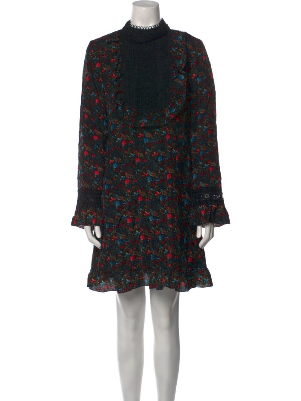 Anna Sui Black and Floral dress with lace detailing